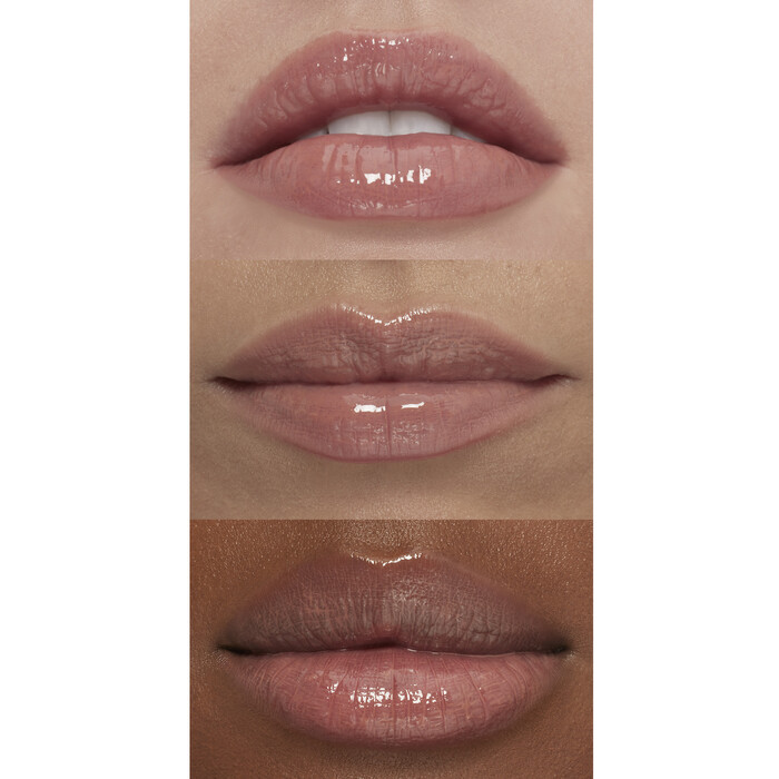 Rosy Beige Lip Plumping Gloss on Lips